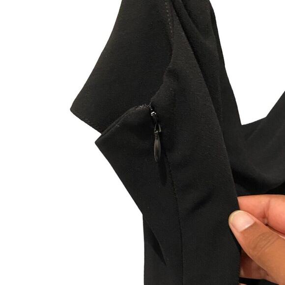 Derek Lam 10 Crosby Nellie Black Cowl Neck Feather Trim Midi Dress Size 2 NWT - Picture 7 of 11